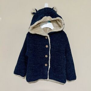 NWT GAP Navy Blue Sherpa Lined Bear Jacket, 18-24M
